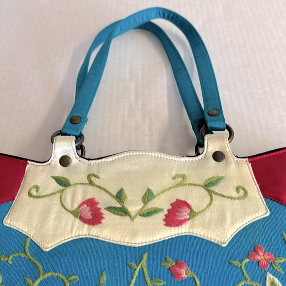 Vtg Dolce Vita- Gorgeous handmade silk embroidered bag with snap closure - Picture 6 of 13